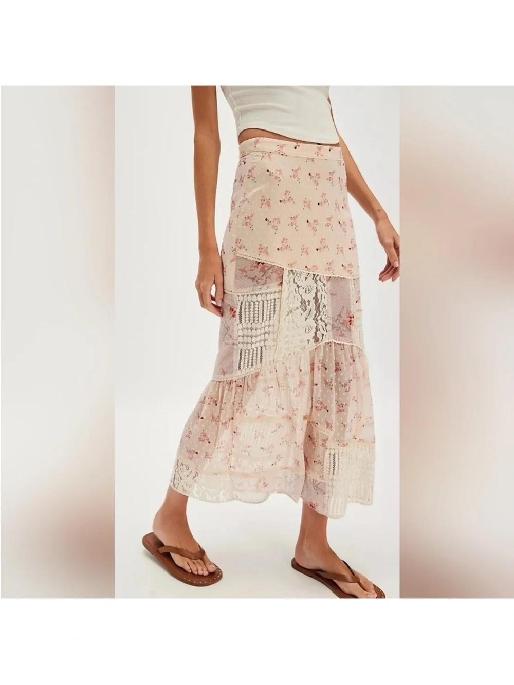 NWOT Free People Daniela Lace Maxi Skirt size L